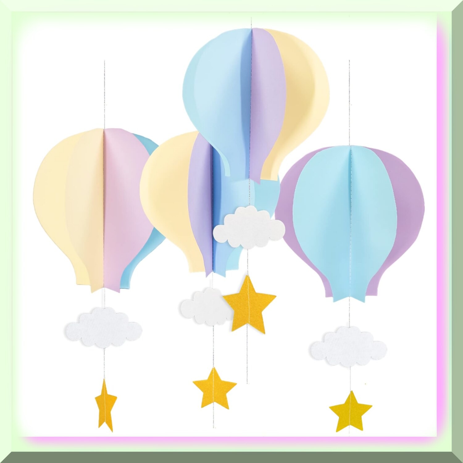 Set of 8 Pastel Hot Air Balloon Paper Balloons