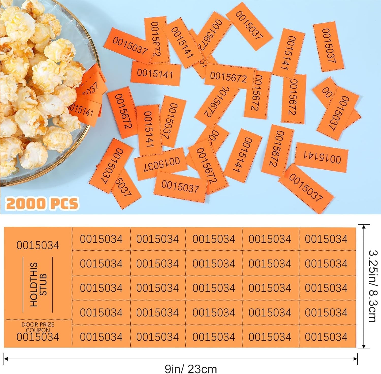 Kosiz Raffle Ticket Sheets, 2000 Sheets 25-Bid Auction Tickets for Prizes Events