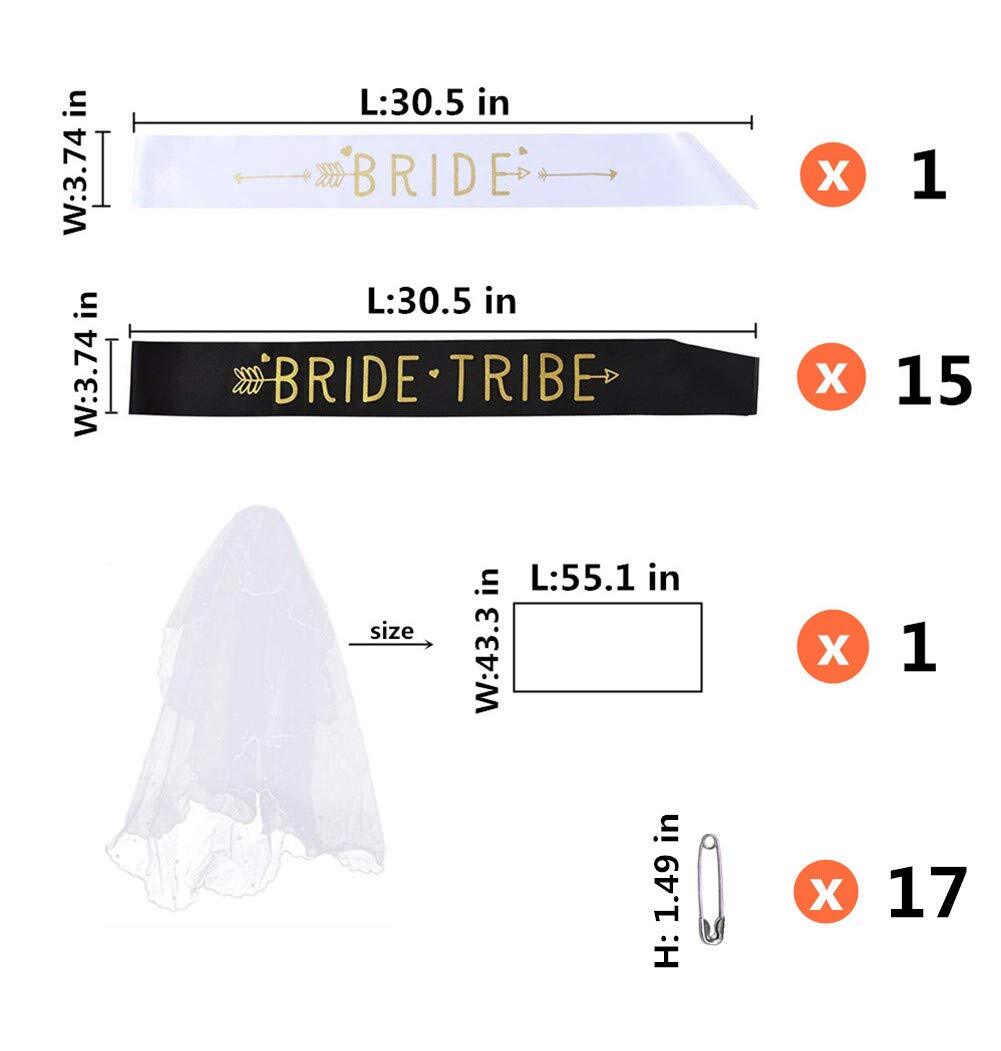 Bride Tribe Bachelorette Party Sash Set: 1 Bride To Be Sash, 15 Bride Tribe(M…