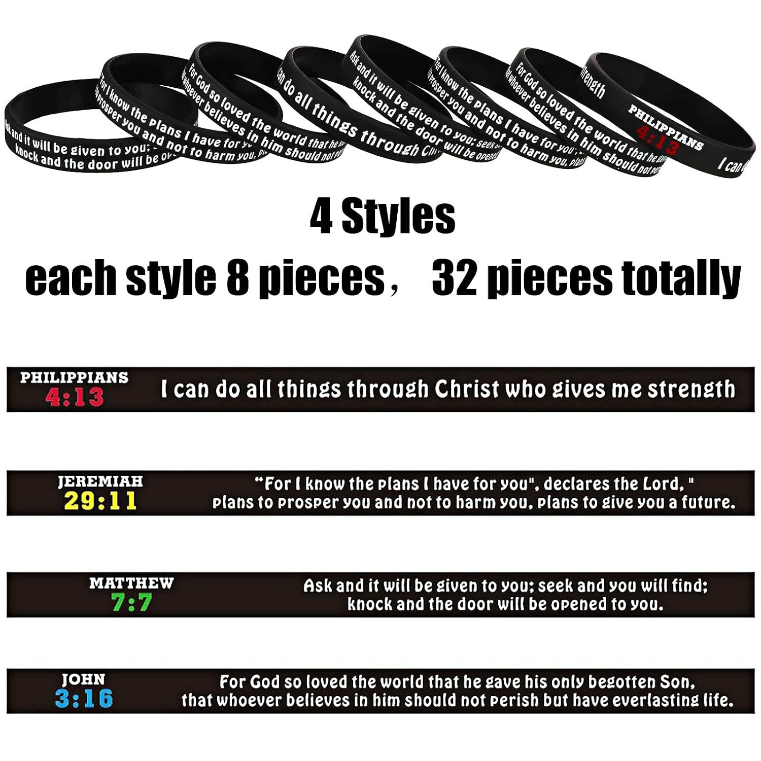 Bible Verse Silicone Wristbands Inspirational Religious Rubber Bracelets