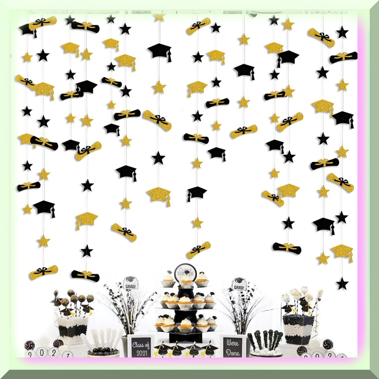 Graduation Celebration Kit with Hat Diploma and Star Garland