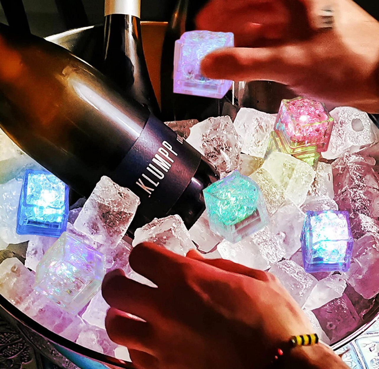 12 pieces Rainbow Flash Color Light Up Party Rave club Wedding LED Glow Ice Cube