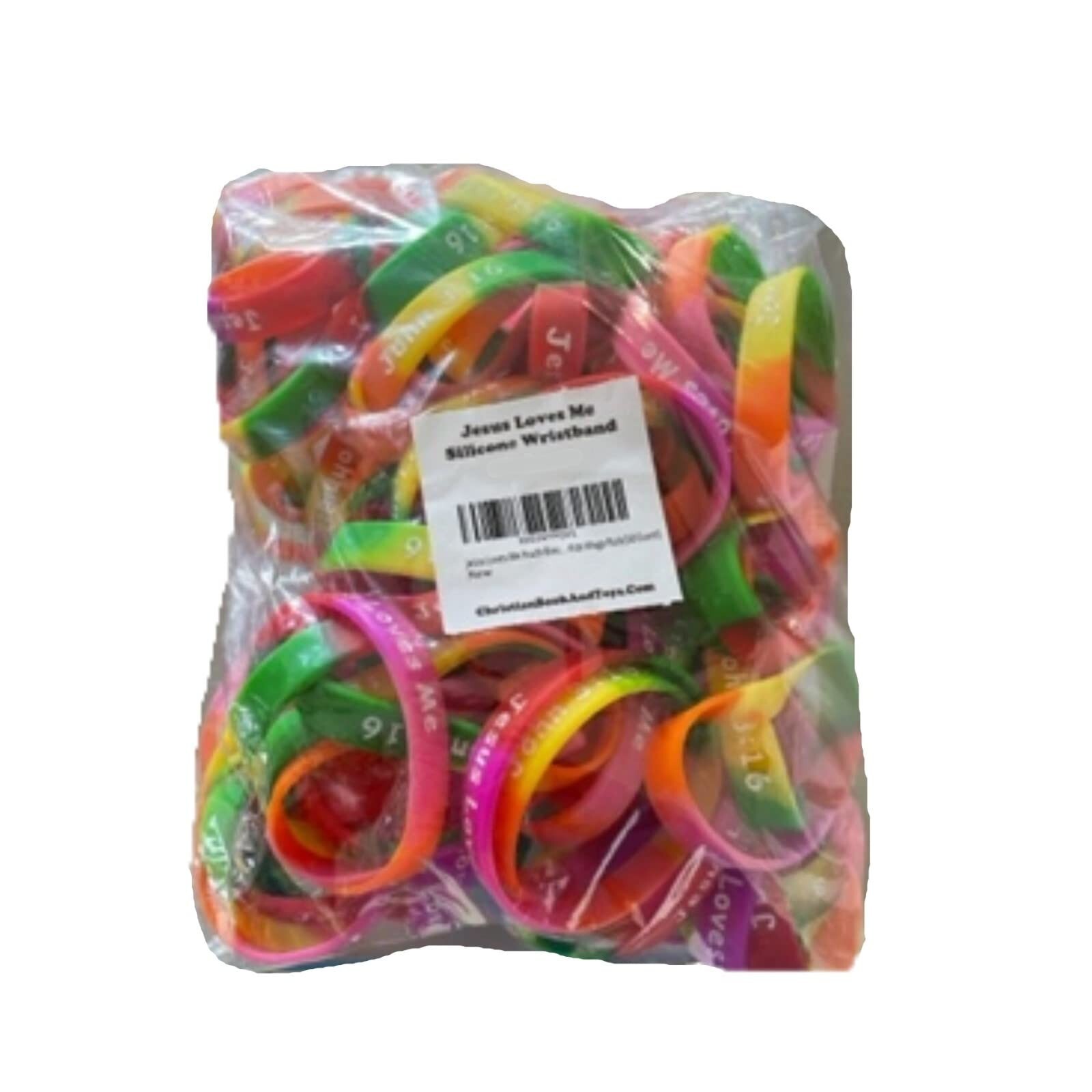 100 Bulk Count Jesus Loves Me John 3:16 Silicone Wristband Bracelets – Church…