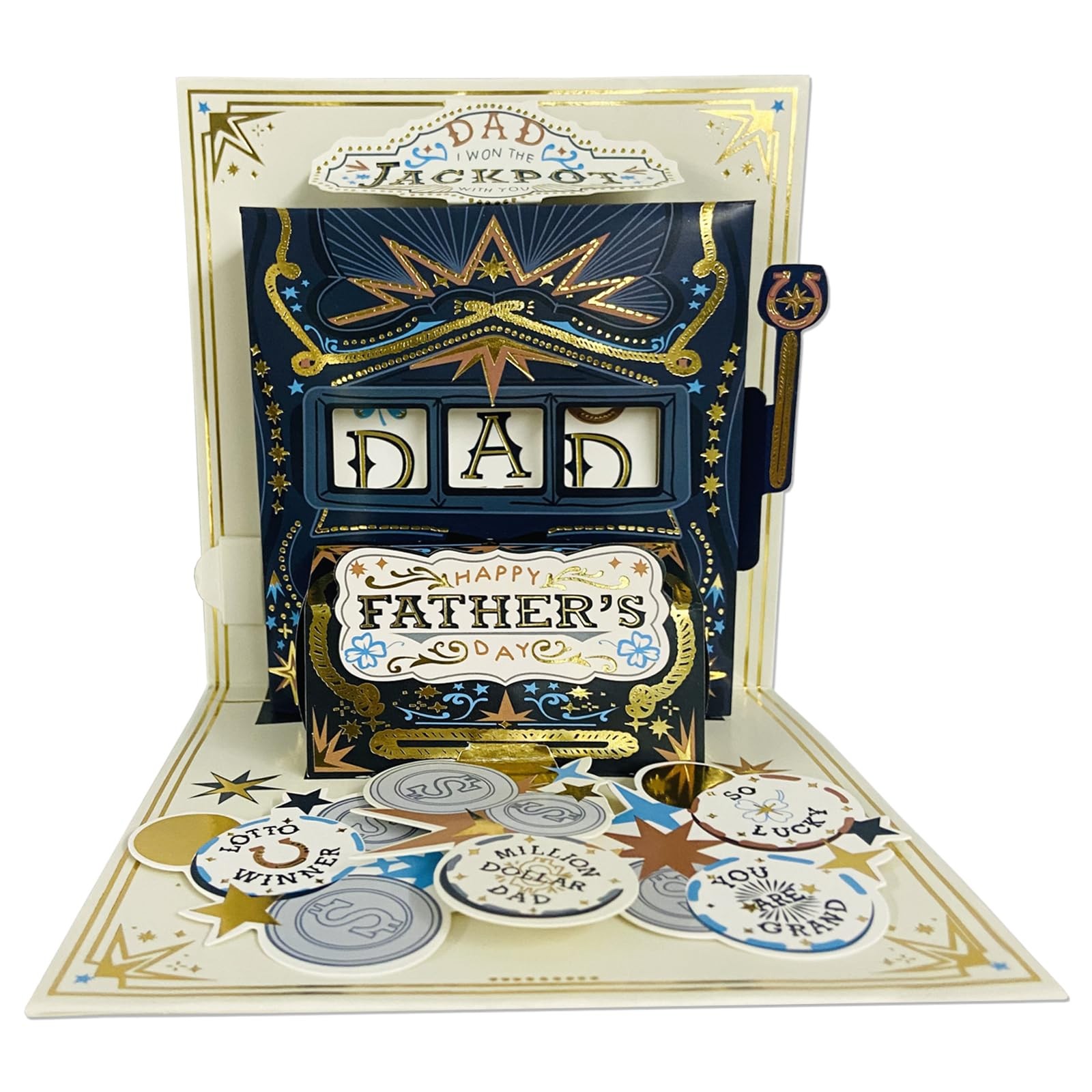 JUESMOS Pop Up Fathers Day Cards for Dad Grandpa 5.3×5.3 inches, multicolor