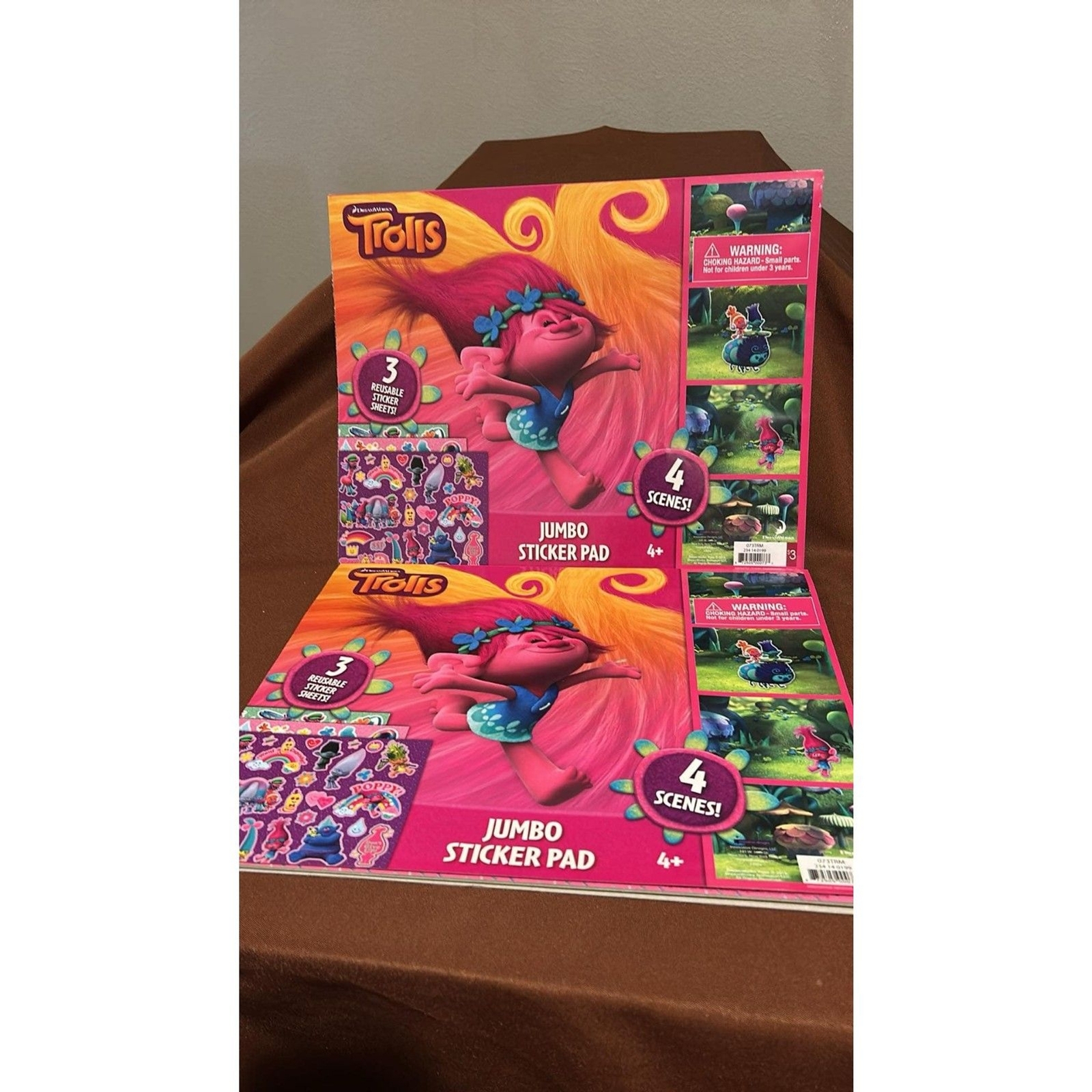 Lot of 2 Jumbo Sticker Pads $ Scenes TROLLS