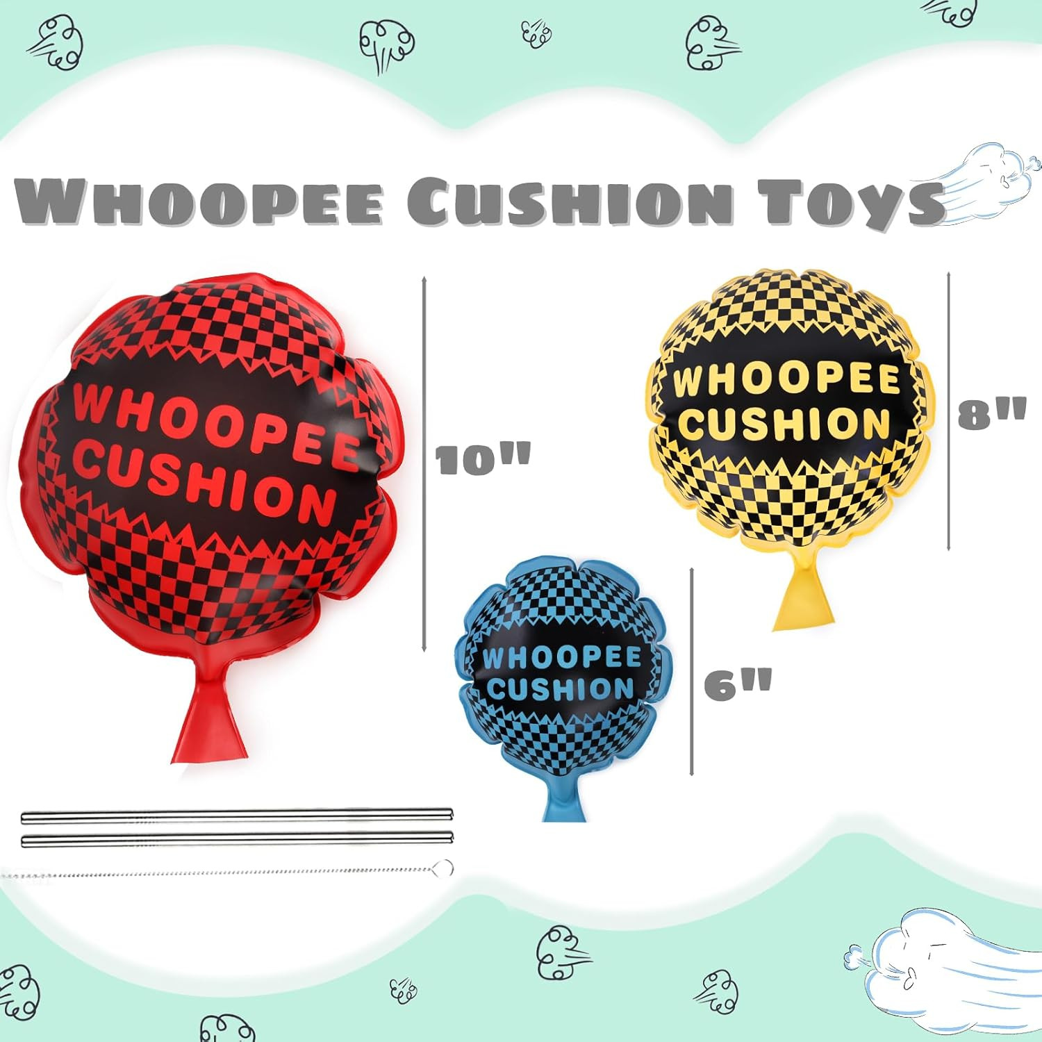 3 PCS Whoopee Cushions, 3 Colors Fart Prank Noise Maker Toys for Novelty Party F