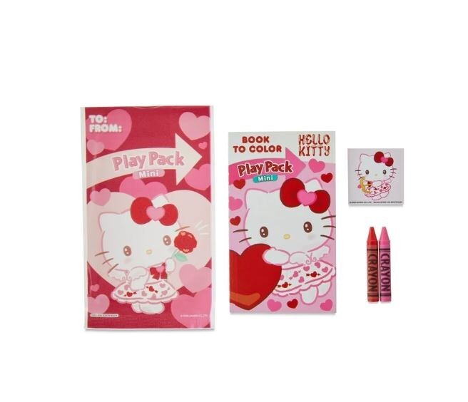 Hello Kitty Valentine’s Mini Play Packs 8pk Coloring Book Crayons Sticker (NEW)