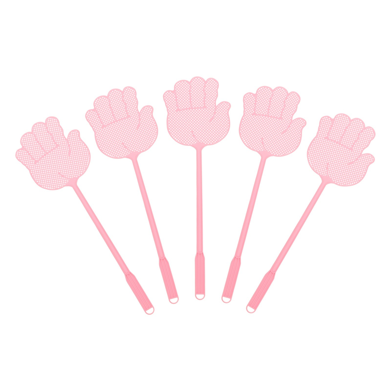 5pcs for Plastic Manual Swatter 15x14cm with Long Handle Pink