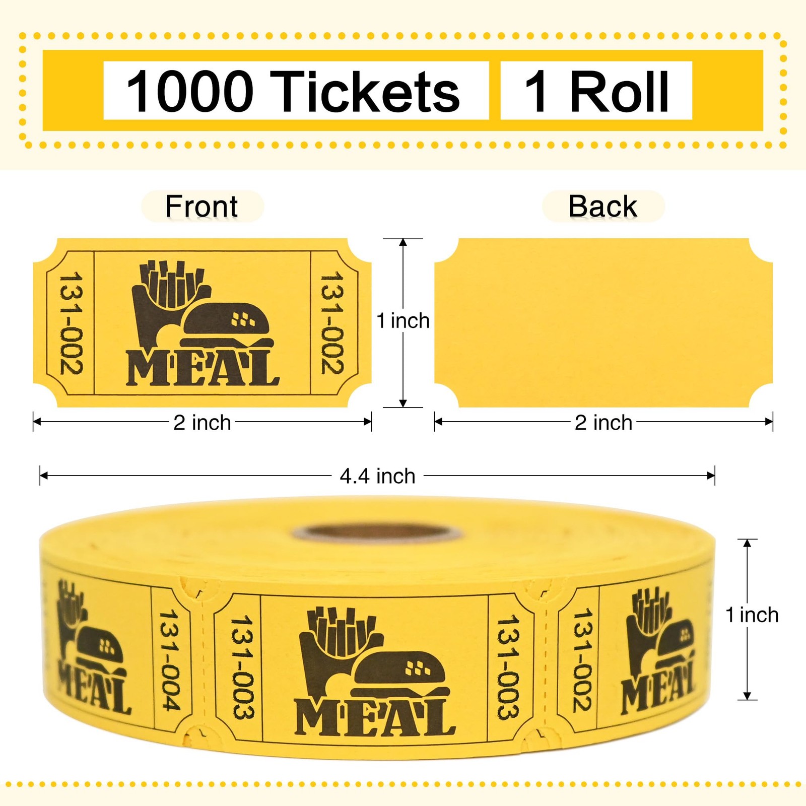 ESSENTIAL 1000 Raffle Tickets Rolls, Meal Tickets Single Roll for Events, Lei…