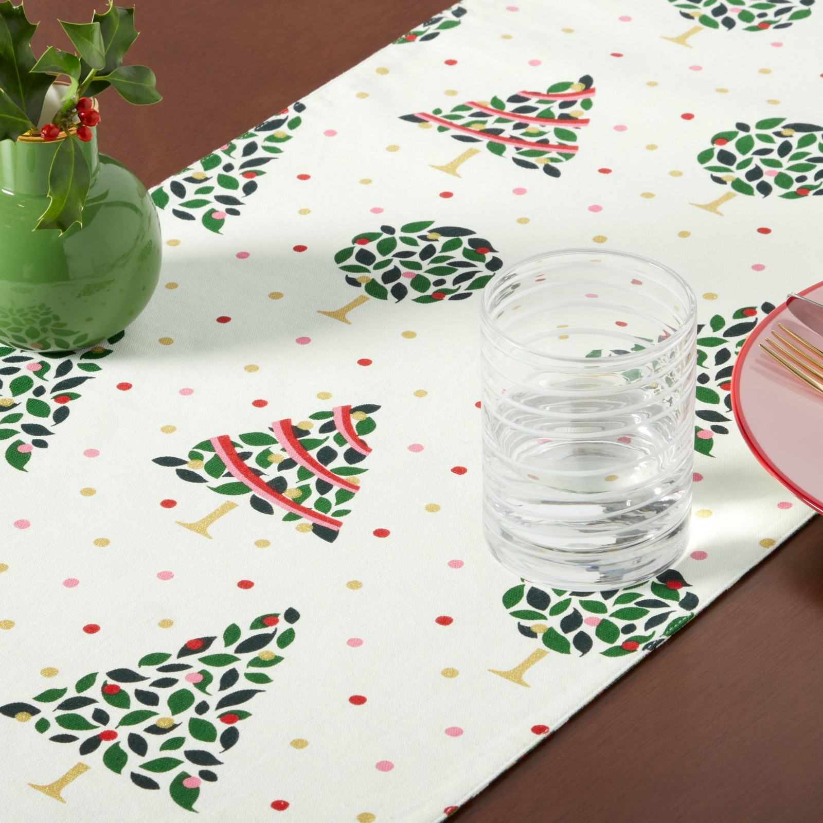 Kate Spade Holiday Confetti & Plaid Reversible Table Runner 15″x72″