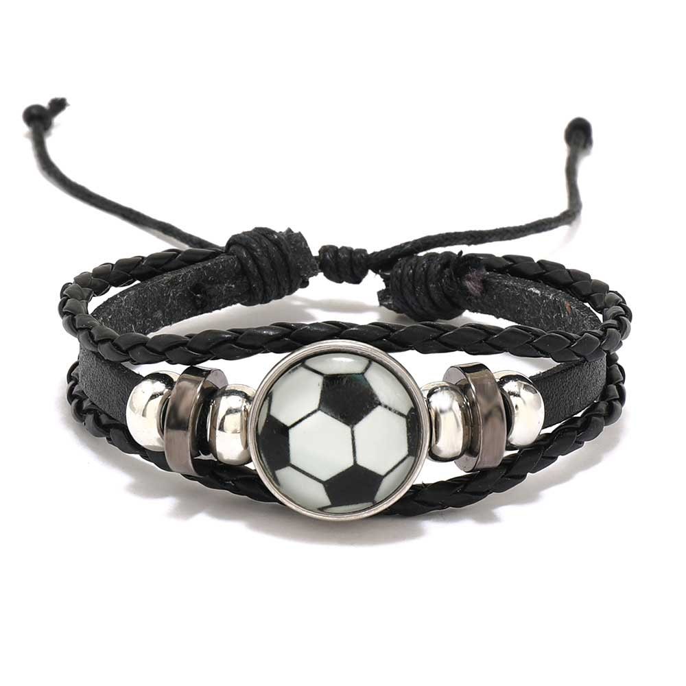 Luminous Football Fan Bracelet for Men Adjustable PU Leather Hand Rope Gift