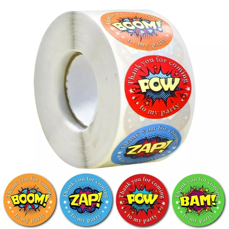 50 Pcs Set, round labels kids birthday Party Supplies