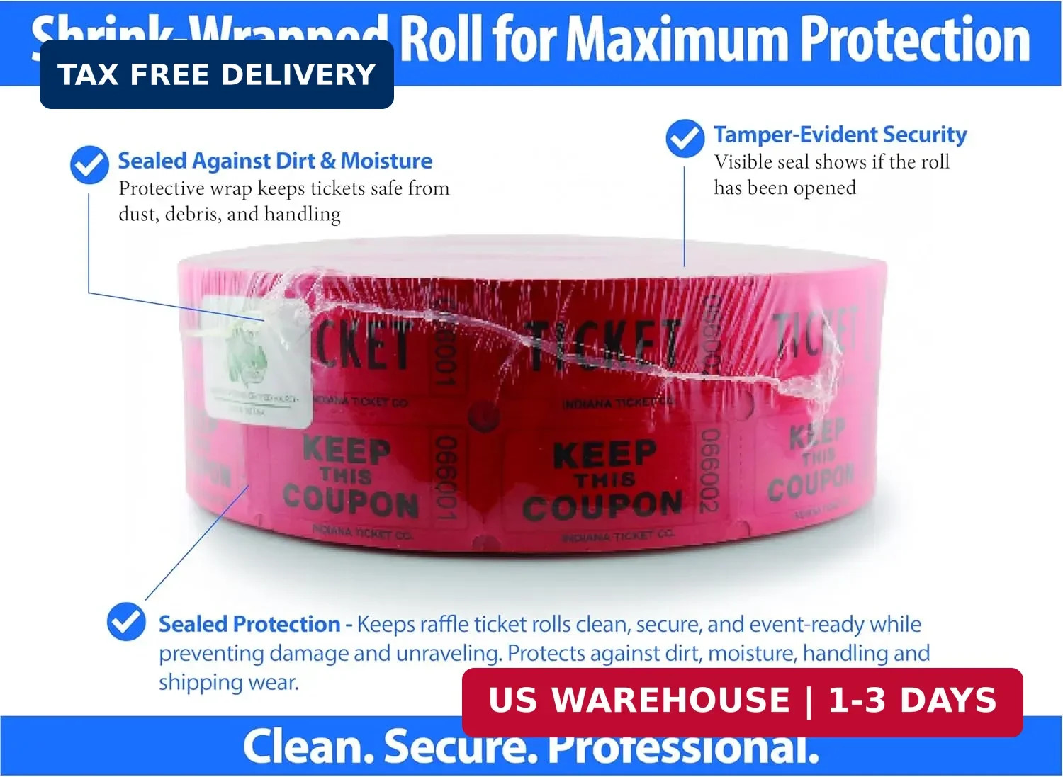 1,000 Red Raffle Tickets Double Roll – Events, Fundraiser, Ca