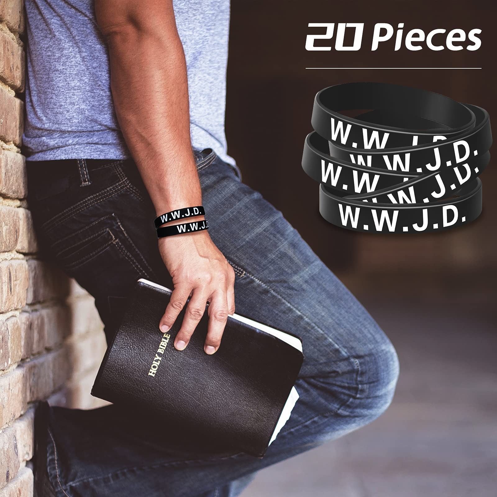 20 Pcs WWJD Rubber Bracelets What Would Jesus Do Silicone Wristbands for Men …