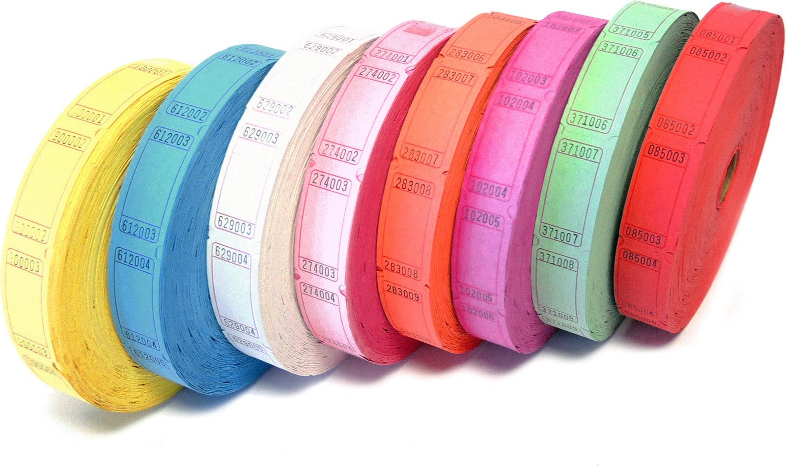 Blank Roll Tickets Assorted Colors Raffle Carnival Fundraiser 2000ct 8 PACK Box