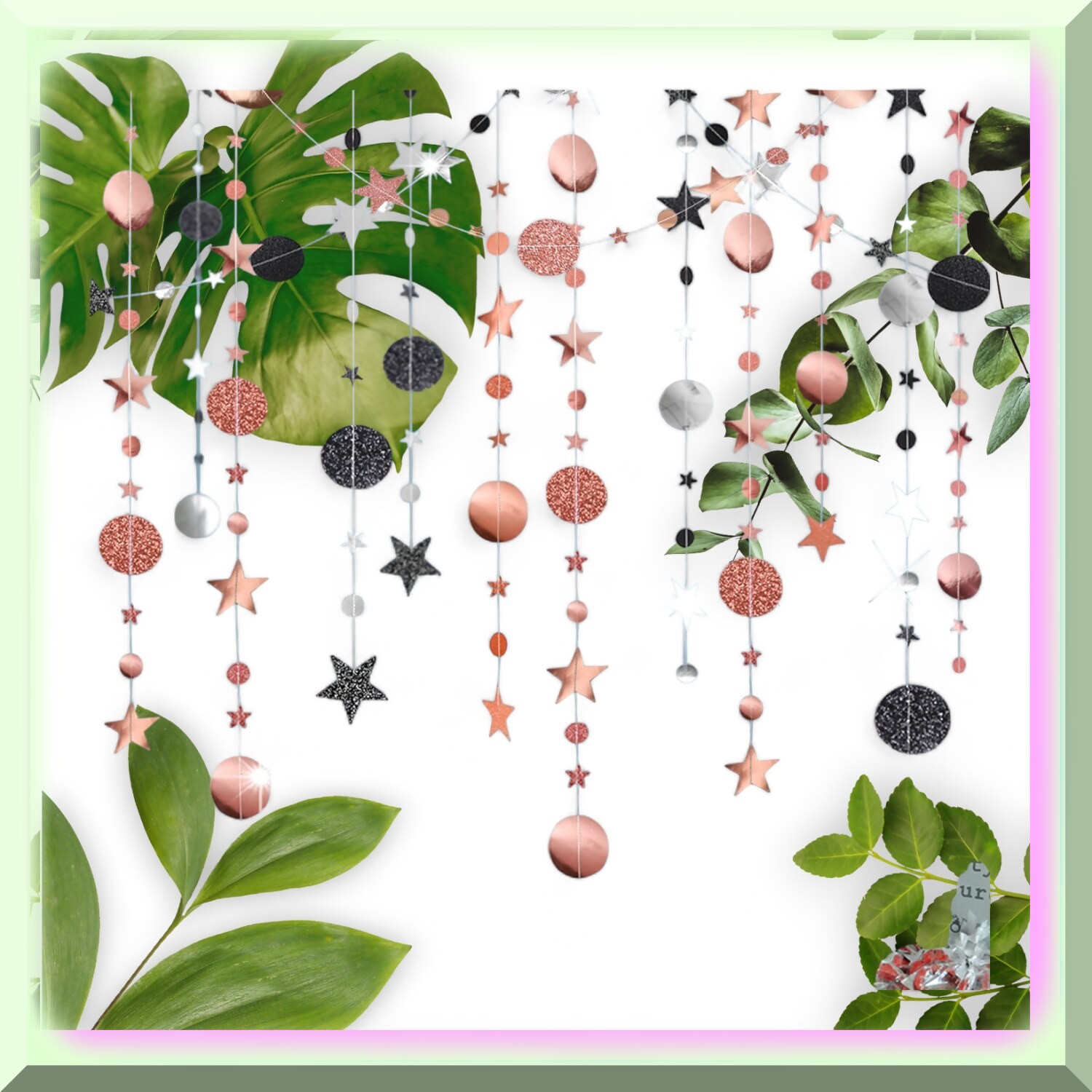 Night Sky Celebration Garlands 52ft with Star and Circle Cutouts