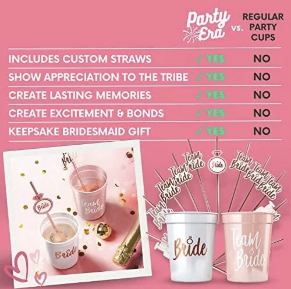 Bachelorette Cups Bride Straw Set Bachelorette Straws with Bride Cup & Brid NEW