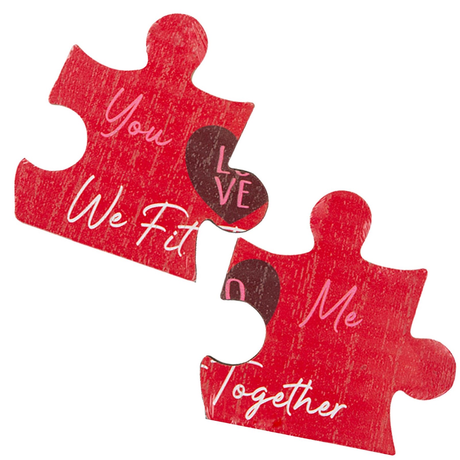 Valentine Red Heart Plaque Double Puzzle Piece Decoration – We Fit Together