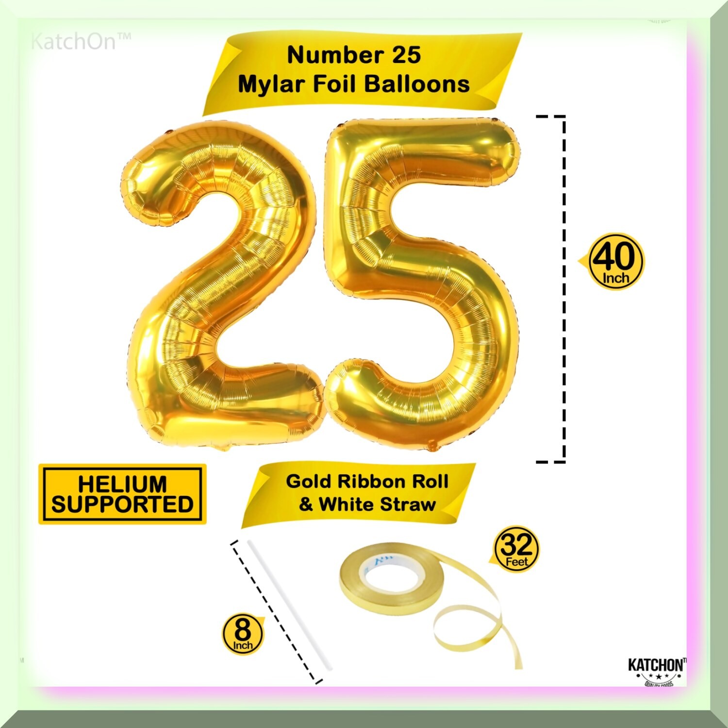 25 Number Gold Balloon Set for Celebrations
