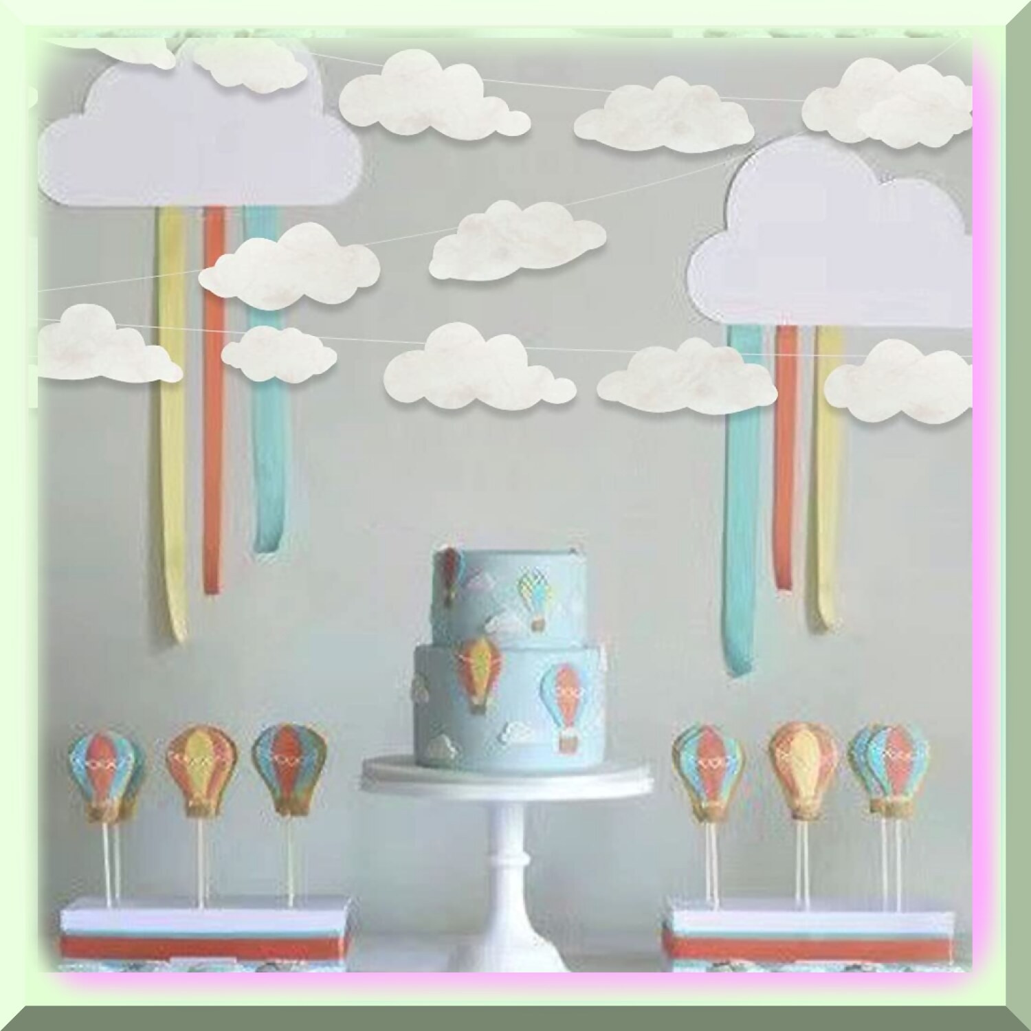 Pink Marble Cloud Party Decorations Kit