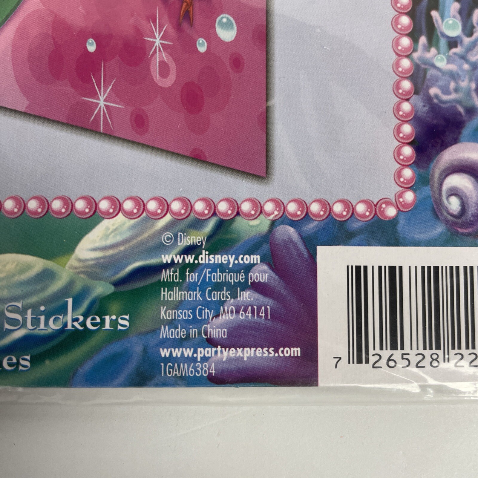 Disney Vintage Little Mermaid Original Party Game Hallmark New Ariel Stickers