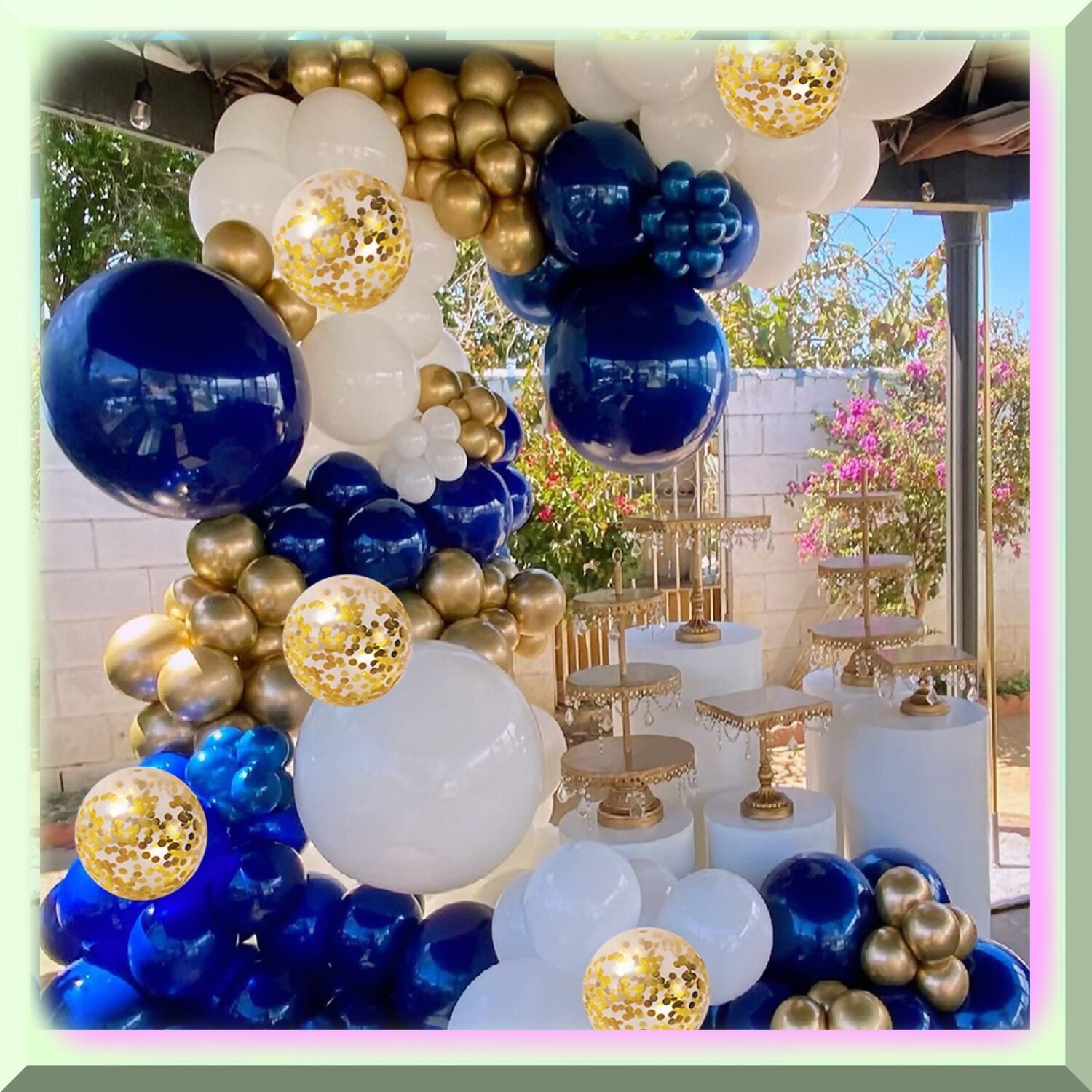 Navy Blue and Gold Balloon Garland Kit 131 Pieces