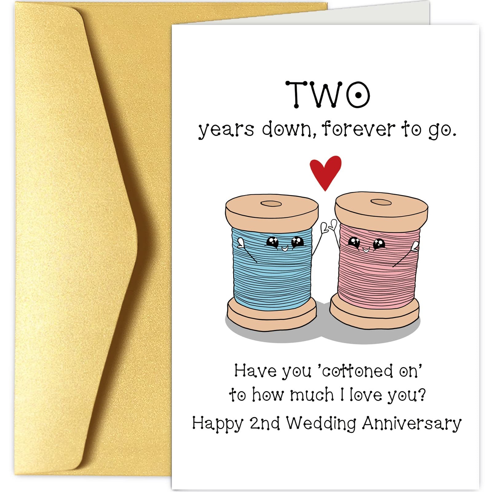 Chenive 2nd Anniversary Card for Husband 8.0 x 5.3 inches,