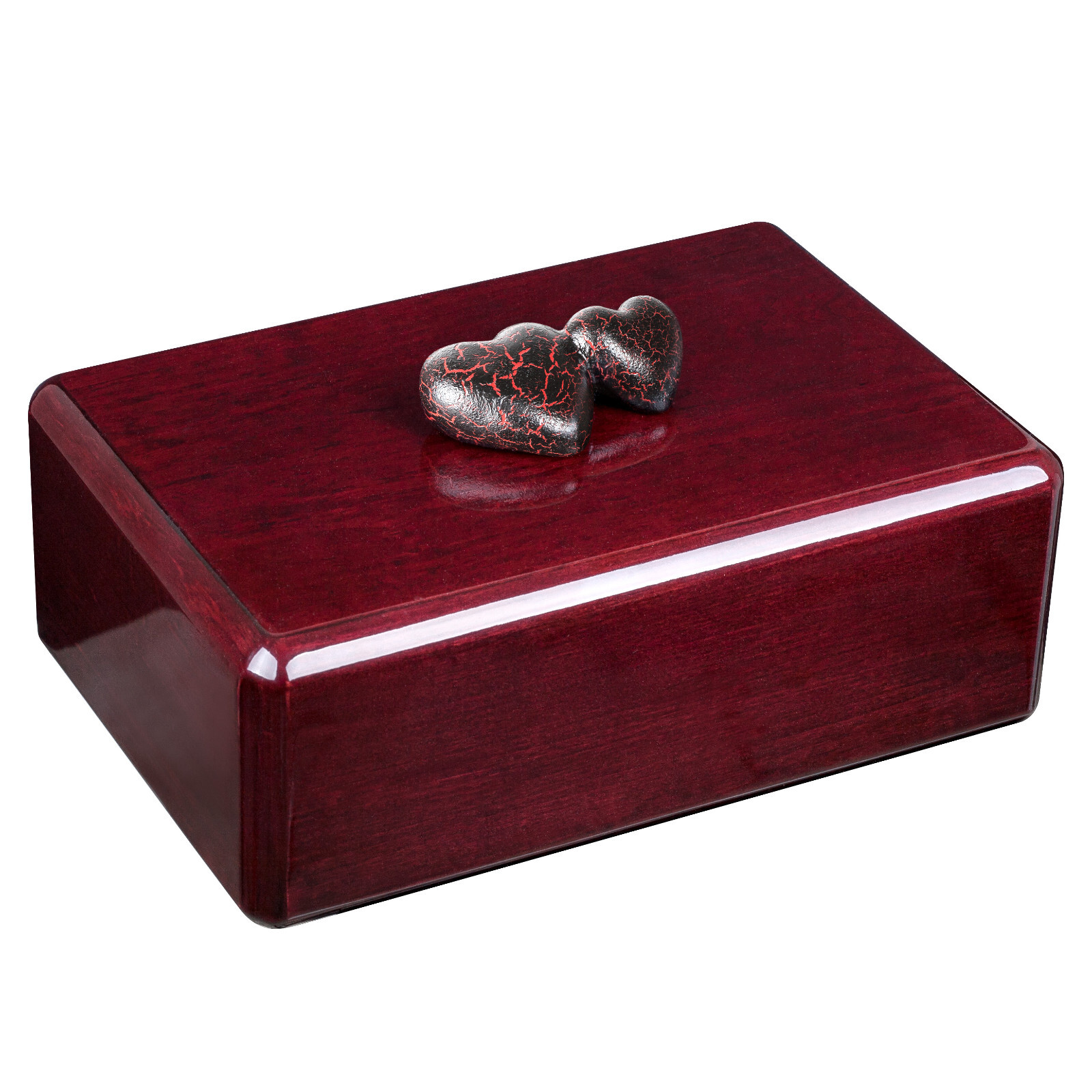 Wood urn with hearts Artistic cremate urn for human ashes Exclusive wooden urn