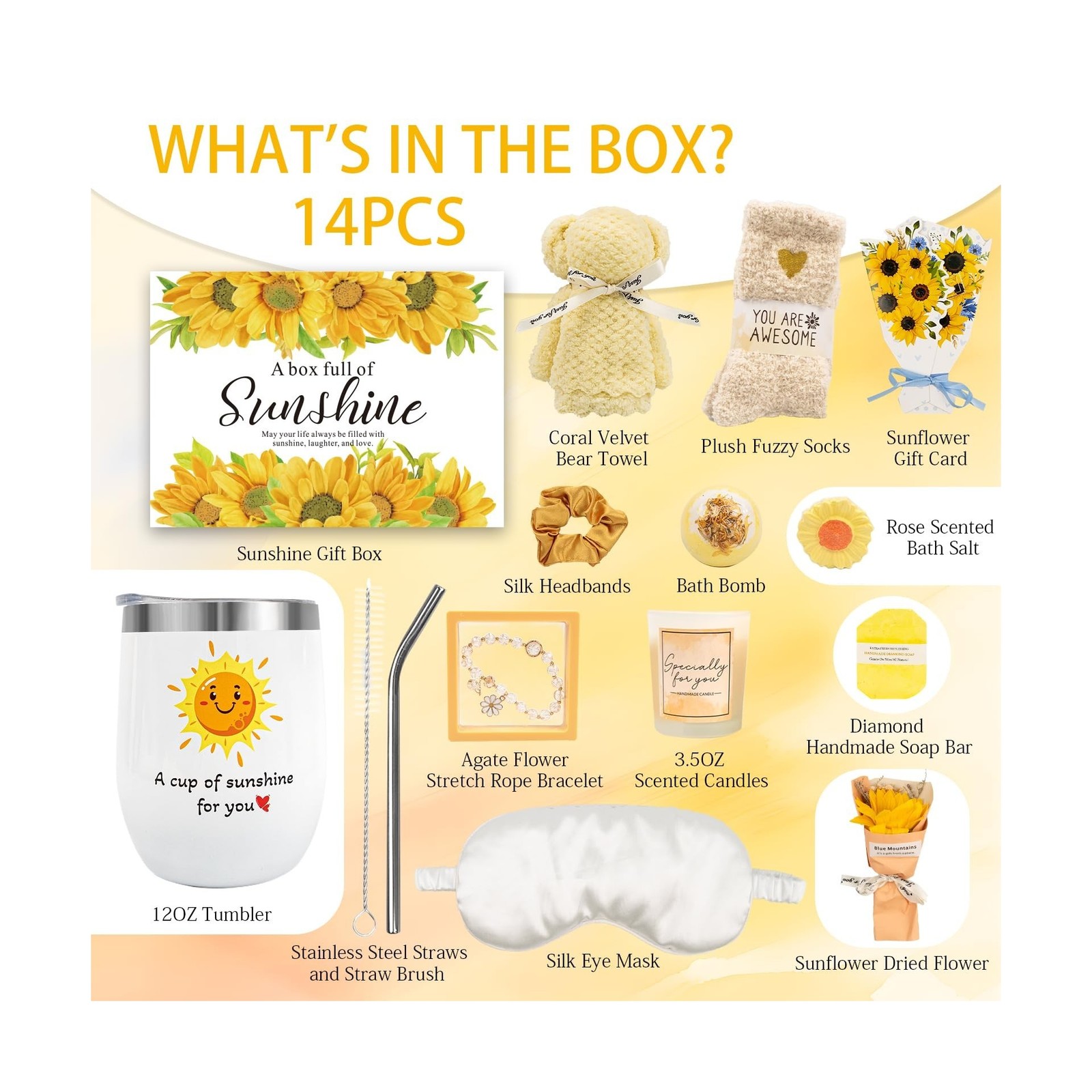 Birthday Gifts for Women, Sunflower Self-Care Package, Sending Suns… Fast Ship