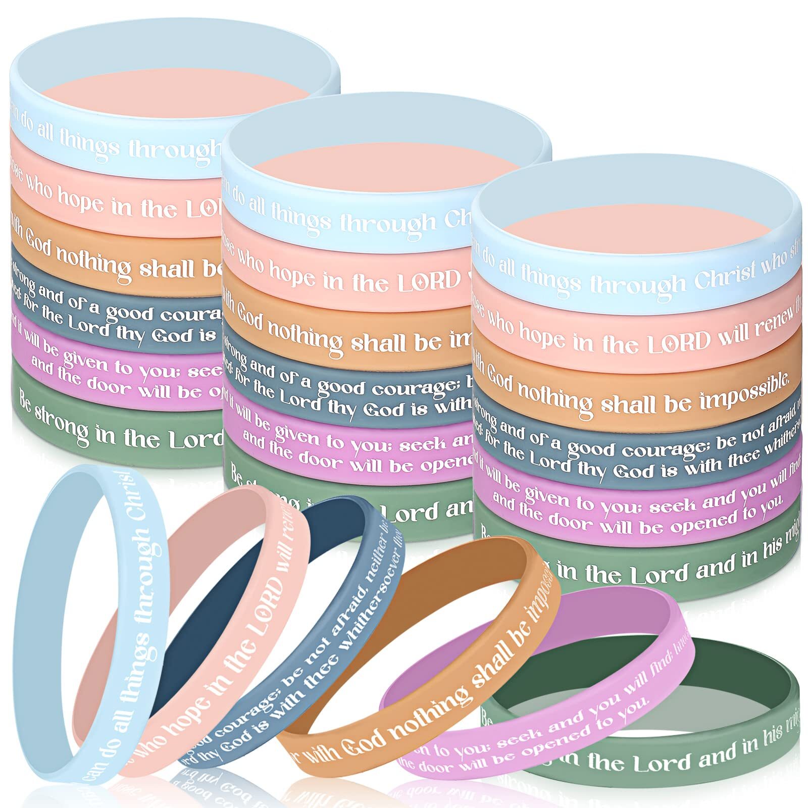 36Pcs Bible Verse Bracelets Silicone Inspirational Scripture Wristbands