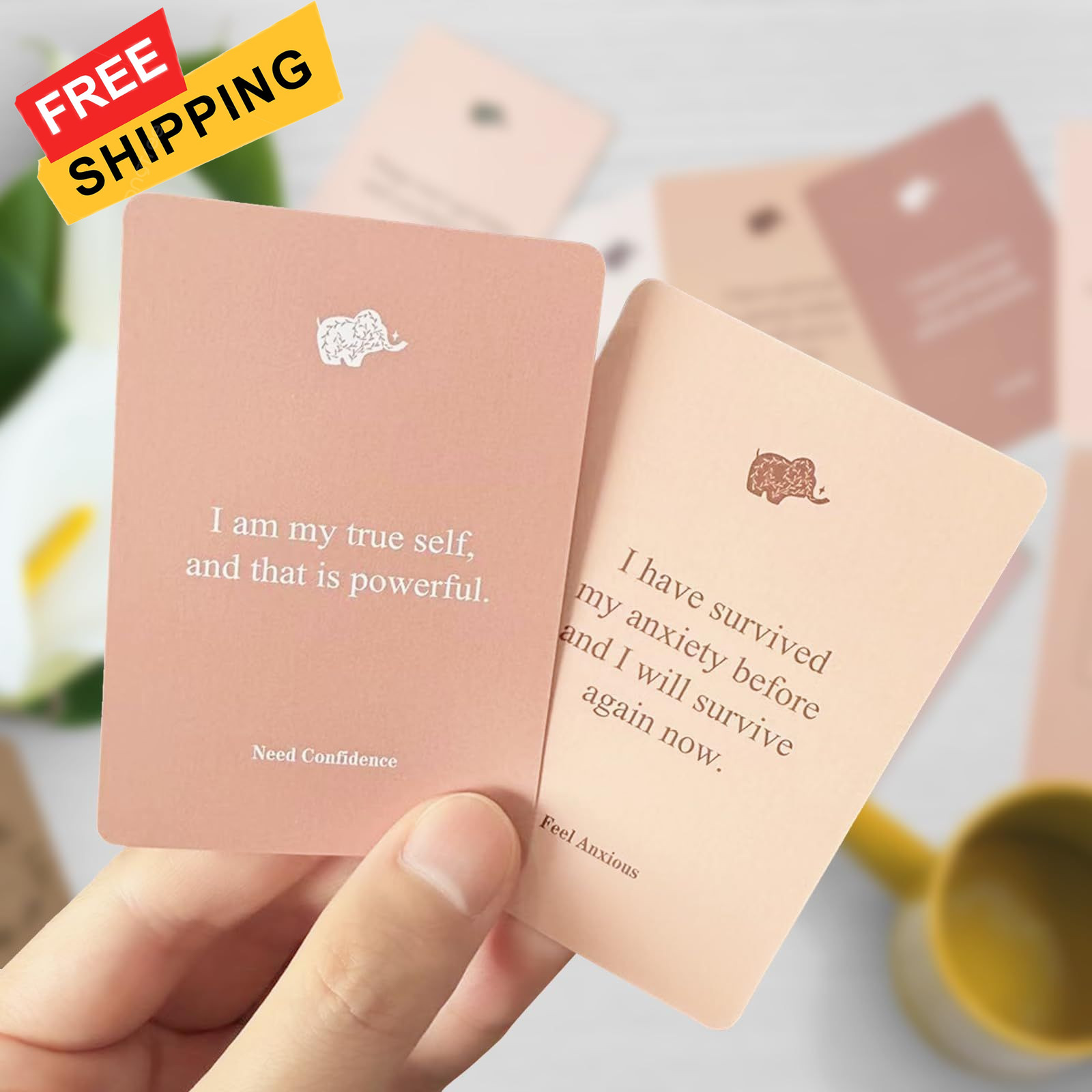 WDphouly Affirmation Cards for Women, 120 Positive A6, pink