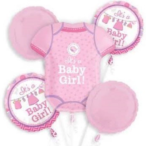 Girl Baby Shower Balloon Bouquet 5pc