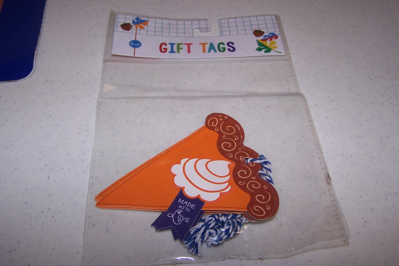 Horizon Group 6 Count Pumpkin Pie Made with Love Gift Tags Holiday, All Occasion