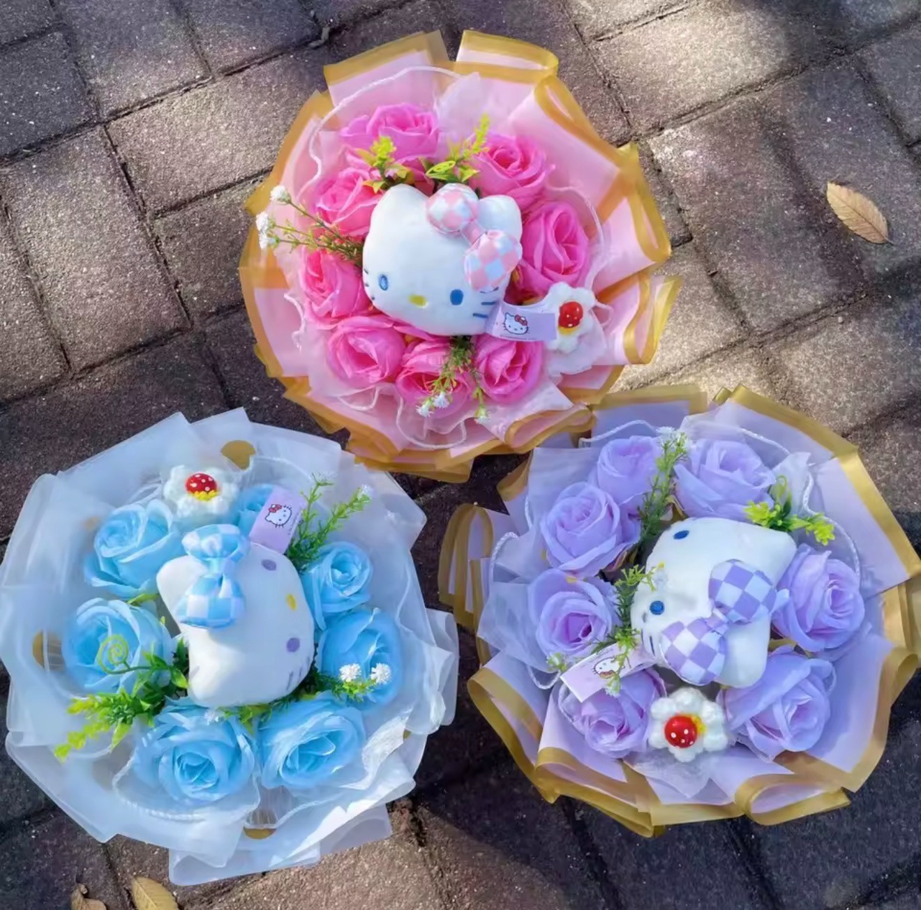 Kawaii Hello Kitty Sanrio Artificial Flower Bouquet Christmas Gift Valentine’s