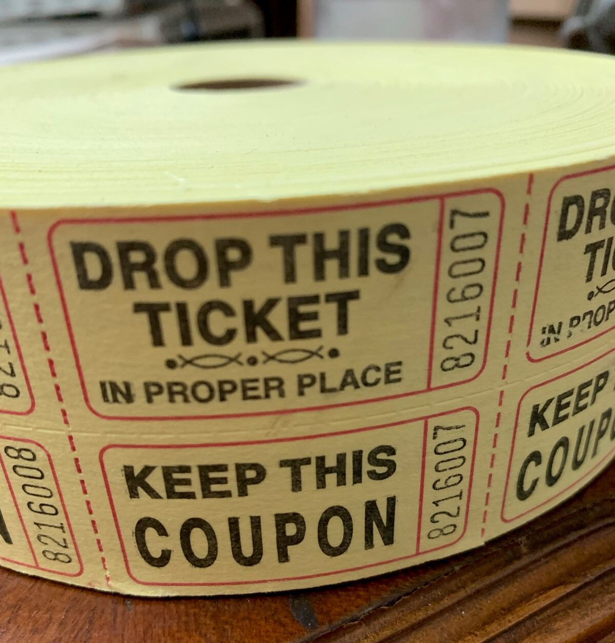 Raffle Tickets Roll of 2000 Double Stub Keep This Coupon Carnival Ticket YELLOW