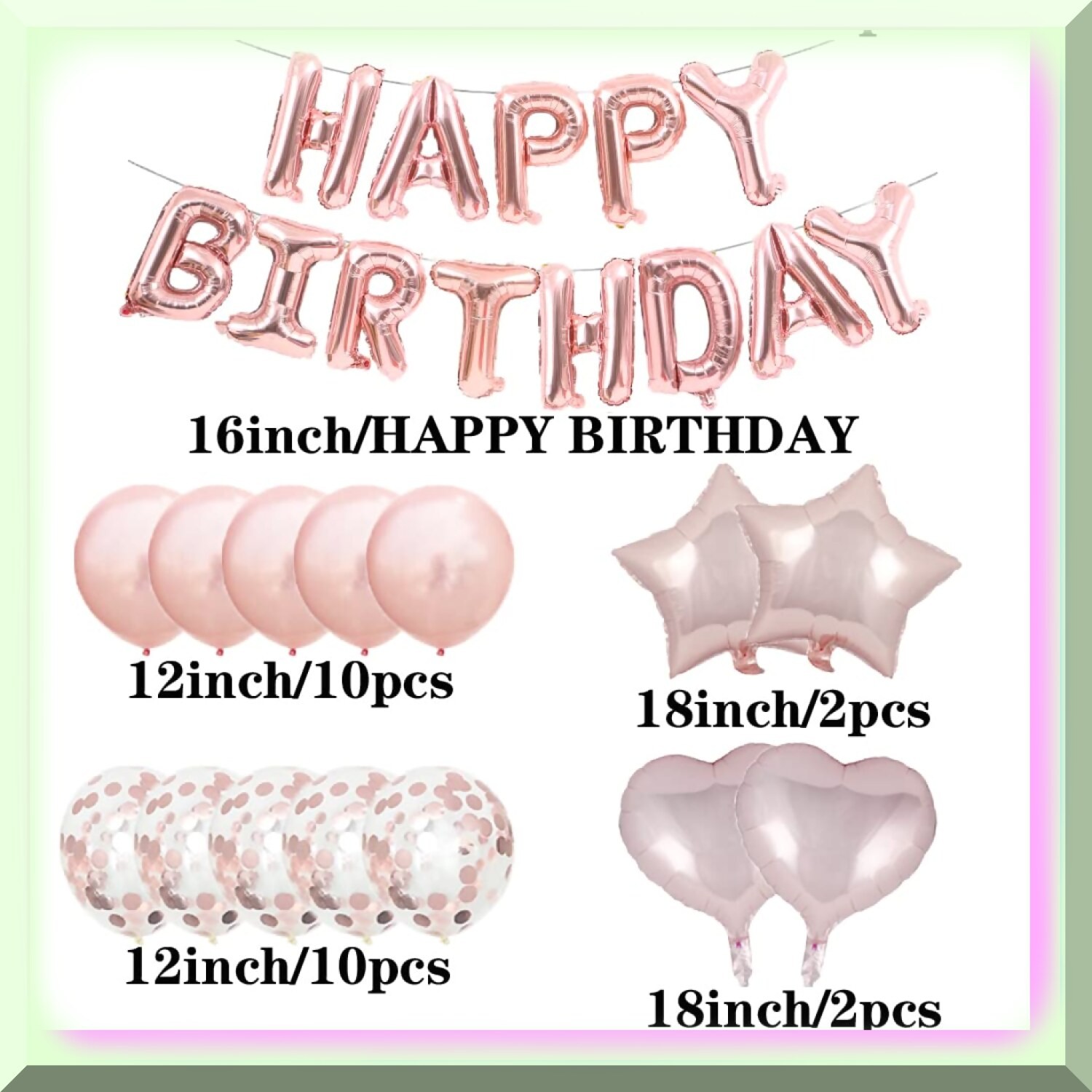 Rose Gold 6th Birthday Party Decorations and Balloons