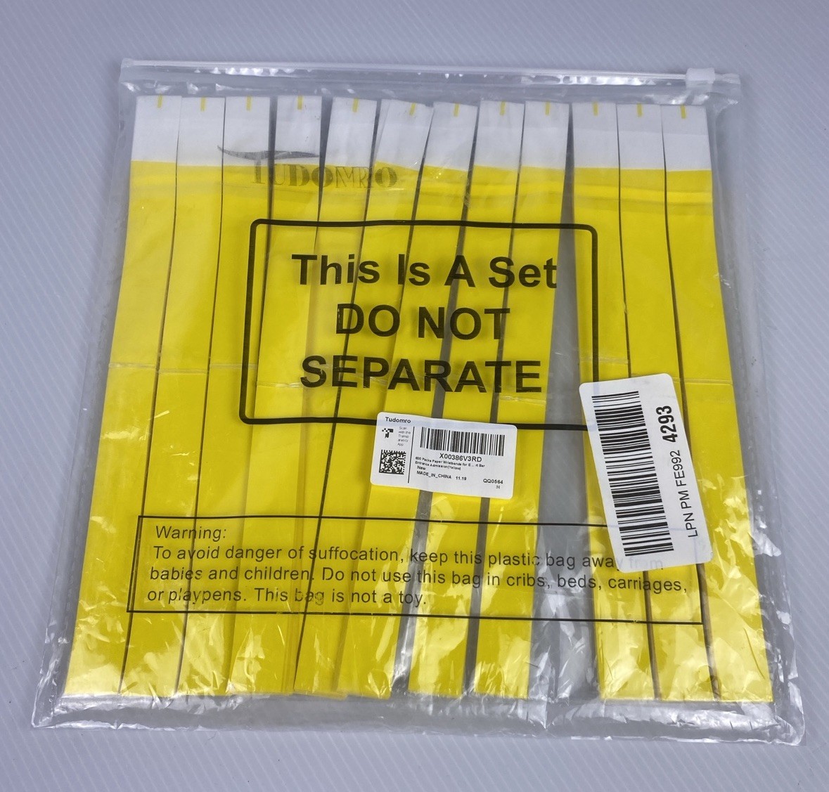 600 Pieces Yellow Wristbands for Events Wrist Bands Paper Bracelets 3/4 Inch