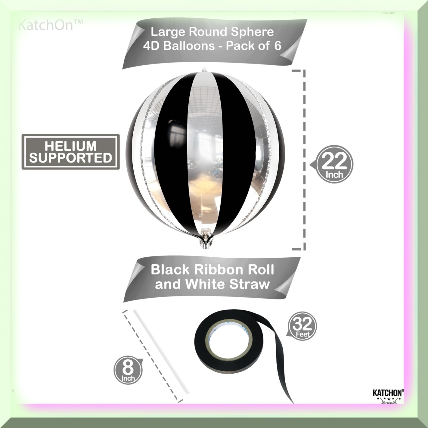 Silver Black and Silver 4D Balloon Set with Large Foil Balloons