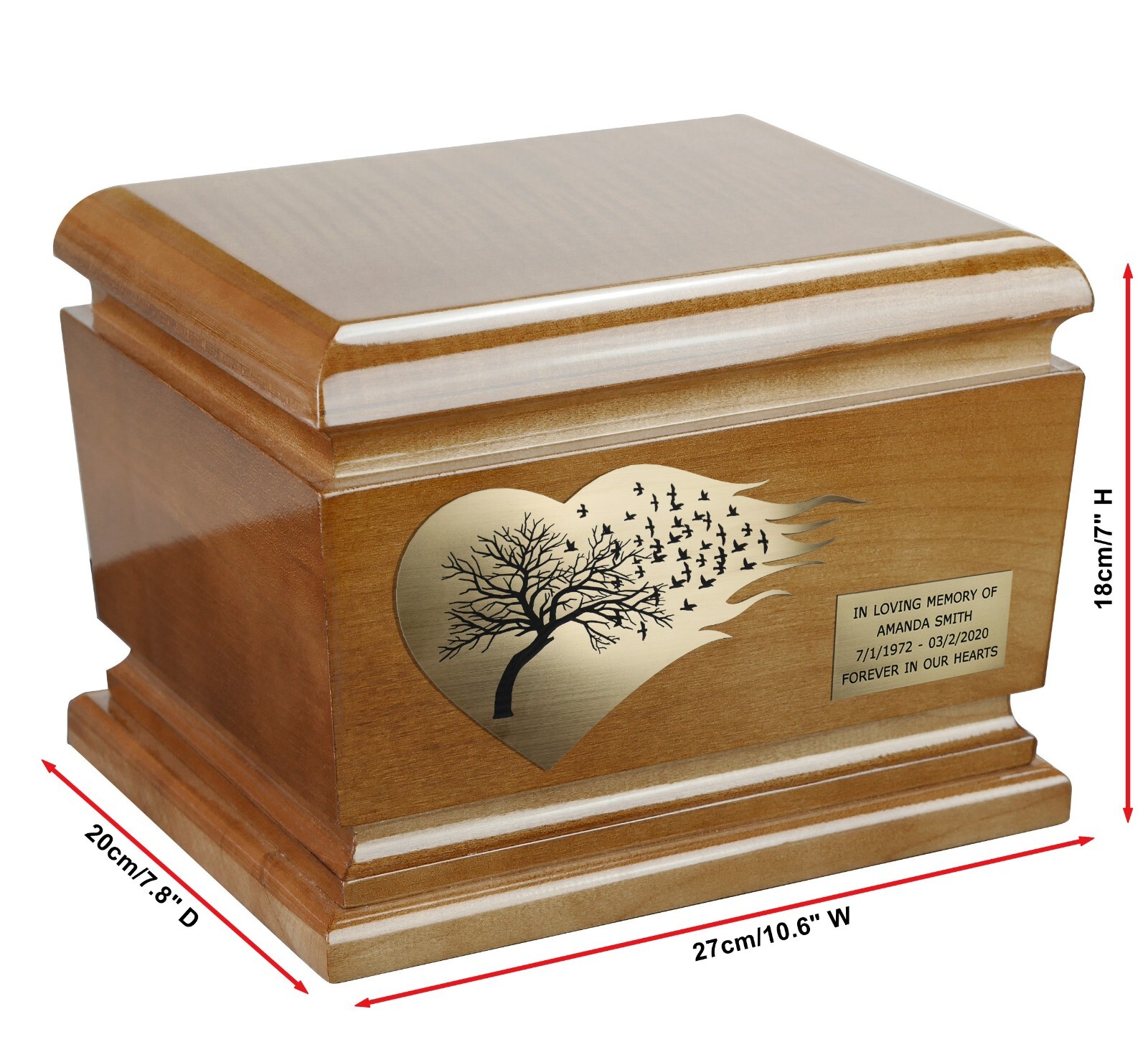 Wooden Cremation Ashes Urn for Adult Unique Memorial Funeral casket urn memorial