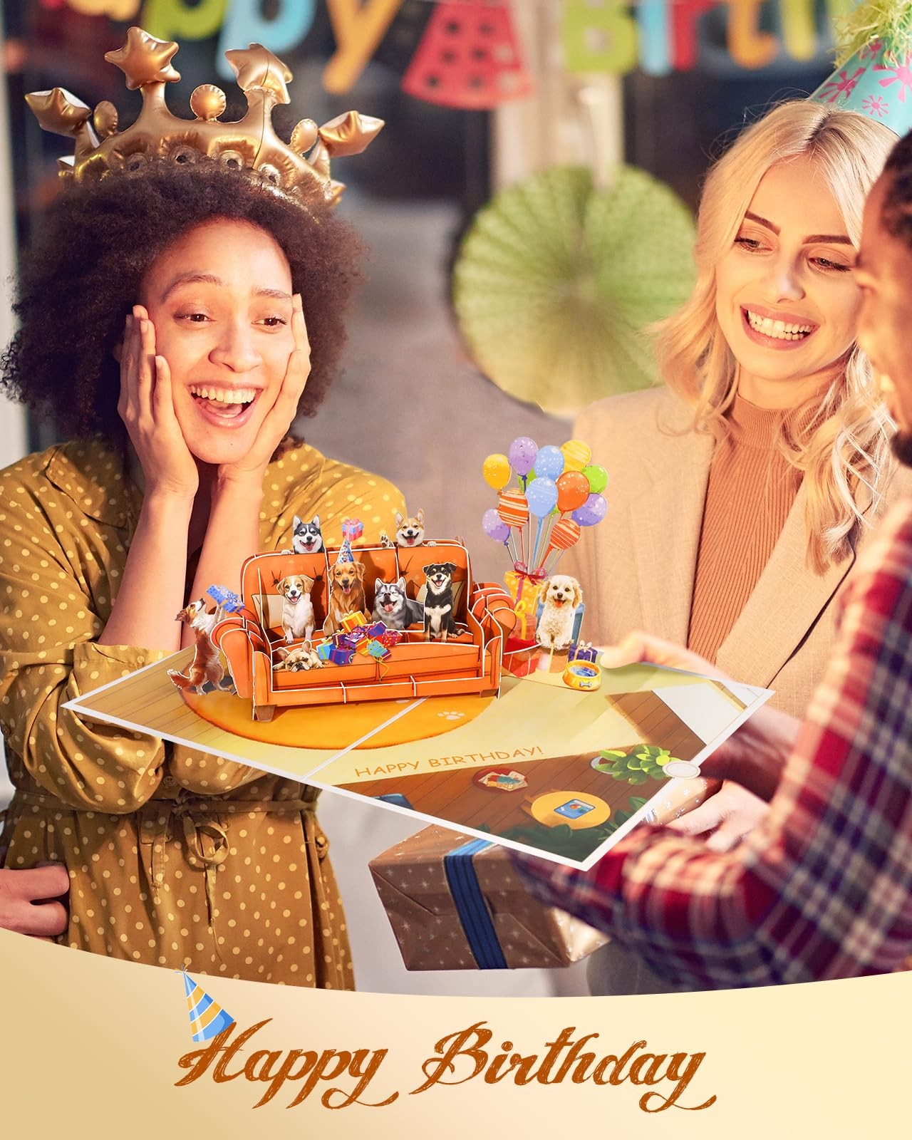 JMHACHY Pop up Birthday Card with Envelope – Funny Happy 5×7 inches, Sofa Dog