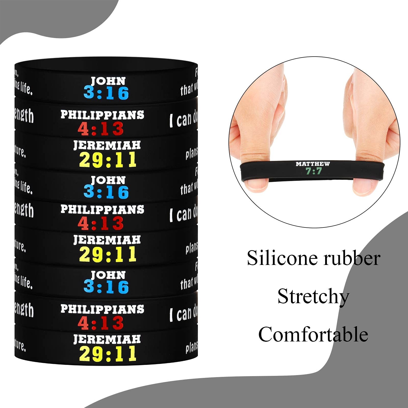 32 Pcs Bible Verses Silicone Bracelets Religious 2.3 inches, Bright colors