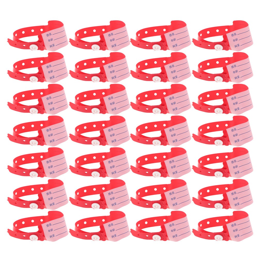 100Pcs Red Event Wristbands Plastic Hospital Patient Identification Bands