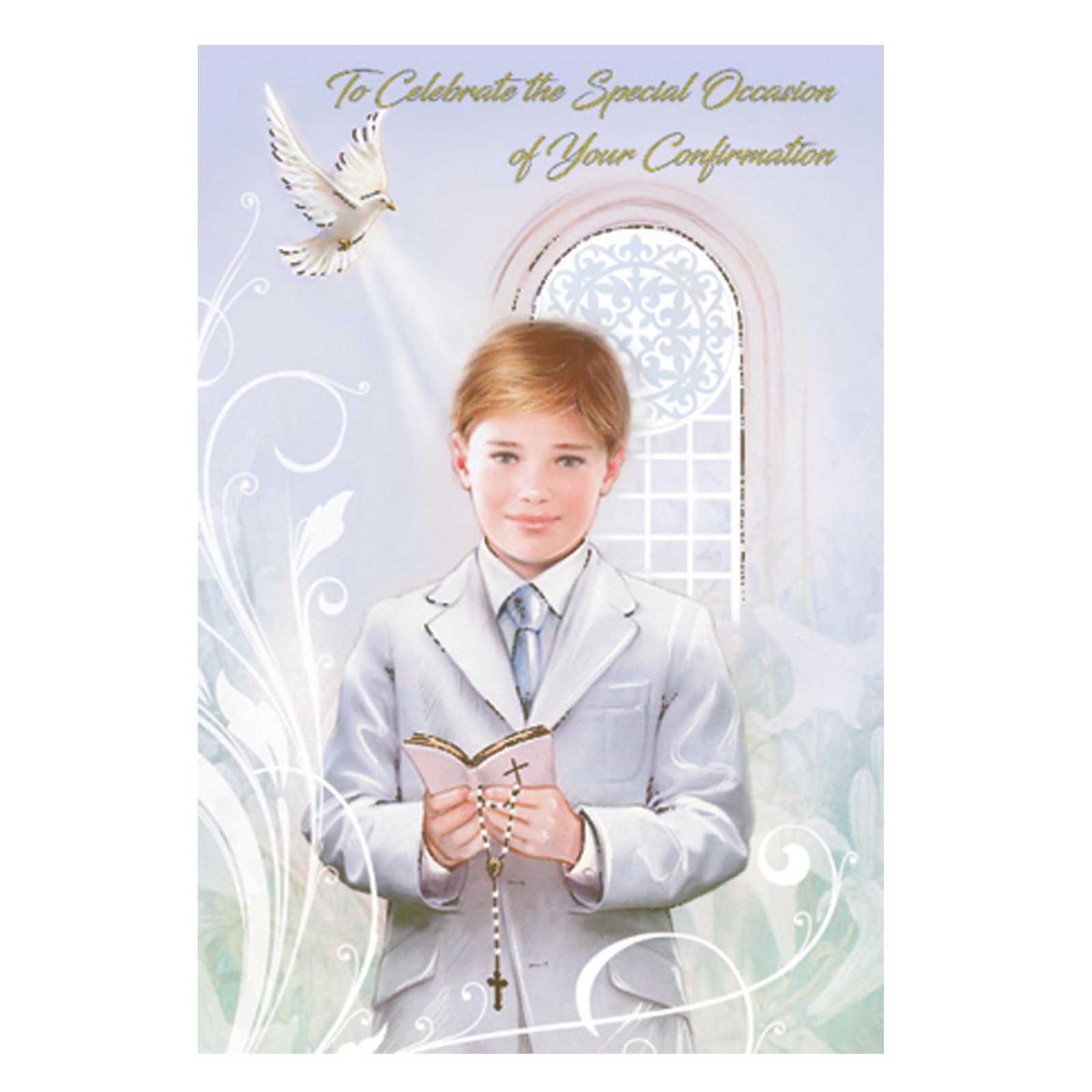 On Your Confirmation Card with Envelope and Gold Embossed Detail – Boy F28217