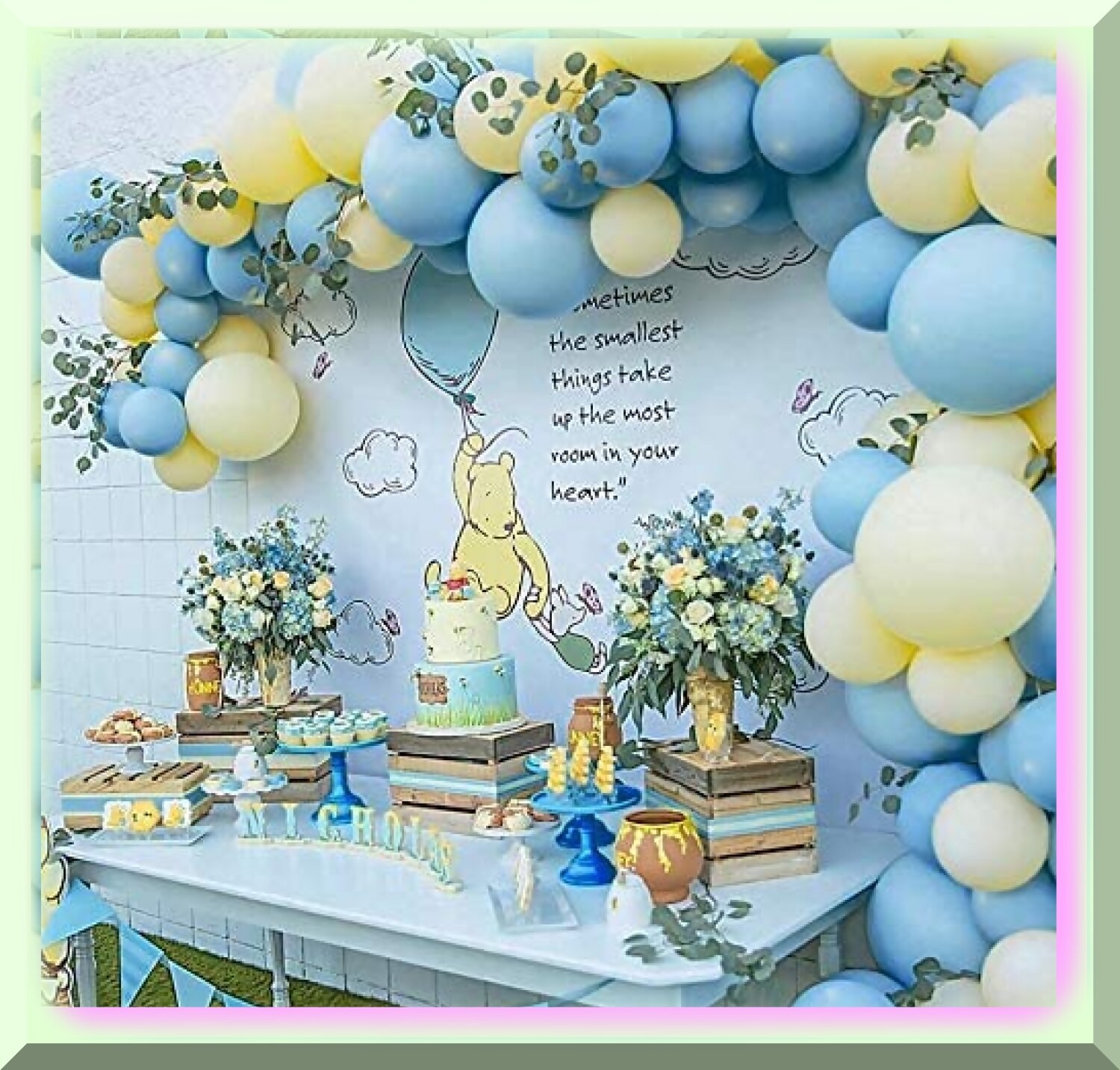 Pastel Blue and Yellow Balloon Garland Arch Kit