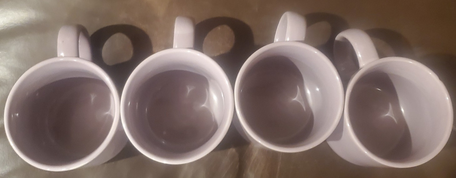 Ceramic Coffee Mug – Set of 4 Lavender 12oz mugs – Used