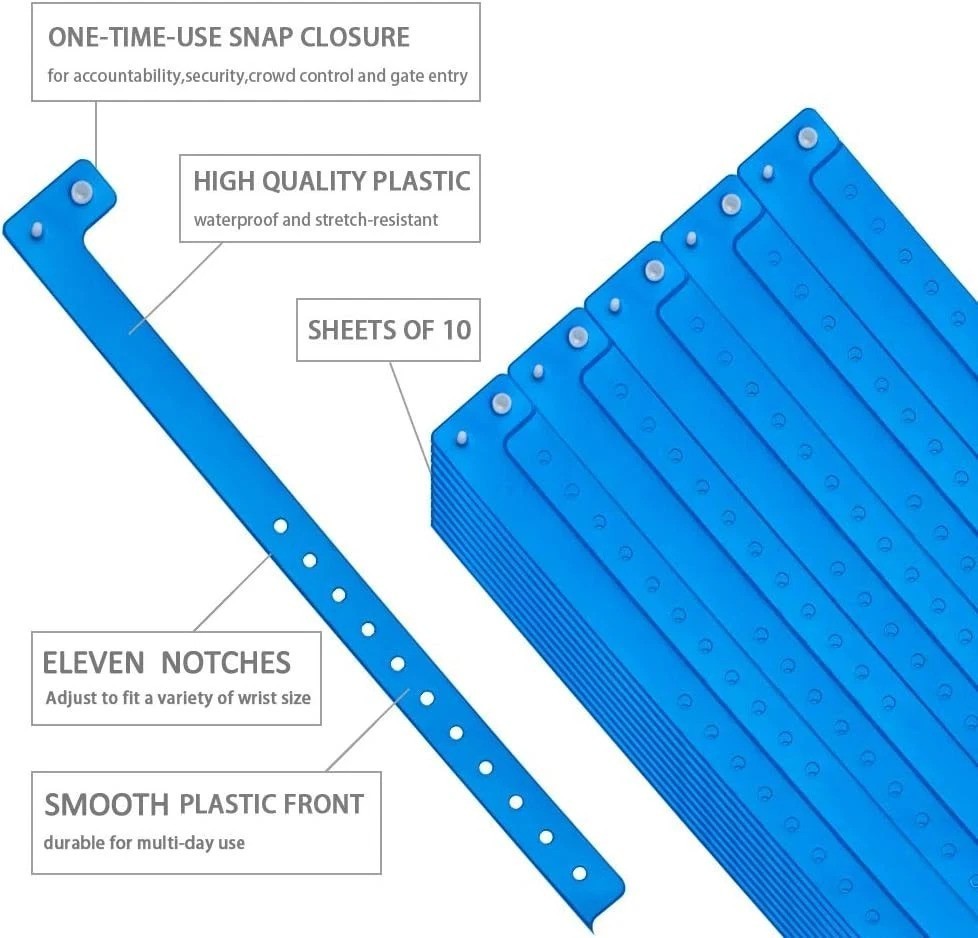 Pack of 500 Neon Blue Plastic Wristbands – Party Supplies