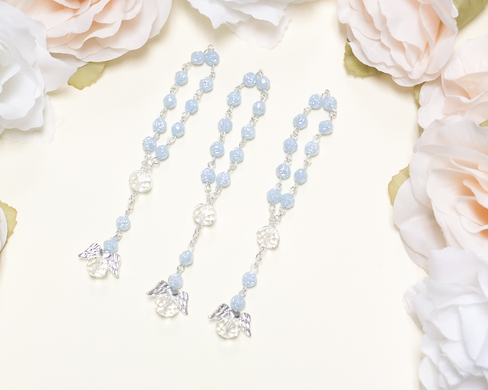 Blue Angel Mini Rosary Favors Rosaries 1st Communion Baptism Bautizo Recuerdos