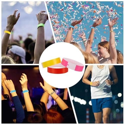 Pcs Paper Wristbands for Events, Waterproof Hand Bands Colorful 100 Neon Blue