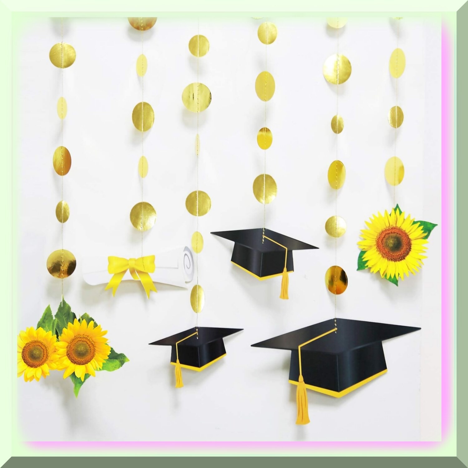 Sunflower Graduation Party Decor Set with Banner and Stars