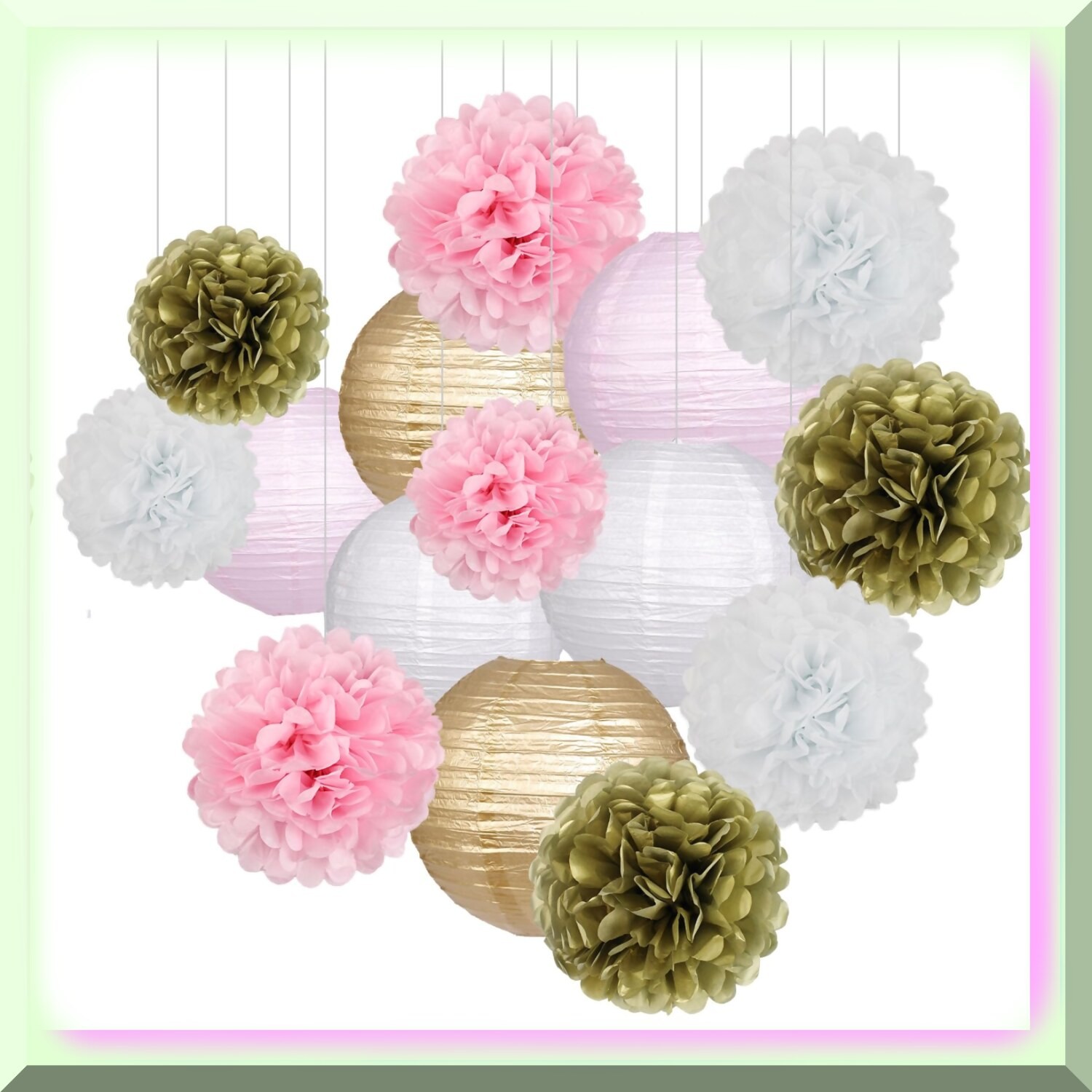 Celebration Kit with Lanterns and Pom Poms